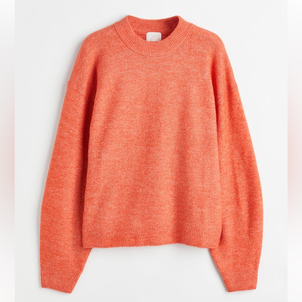 H&M orange crewneck knit sweater